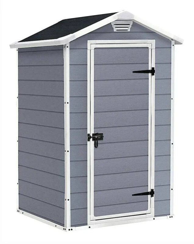 Keter Manor 4 x 3ft Outdoor Garden Storage Shed – Grey | Compact & Weather-Resistant Shed