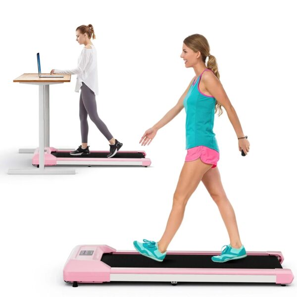 SuperFit 0.6-3.8MPH Walking Pad Under Desk Treadmill with Remote Control and LED Display pink