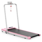 Under Desk Treadmill 1-6KM/H Walking Jogging Machine for Home Office with LED Display With Handrail - Pink