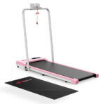 Under Desk Treadmill 1-6KM/H Walking Jogging Machine for Home Office with LED Display With Handrail - Pink