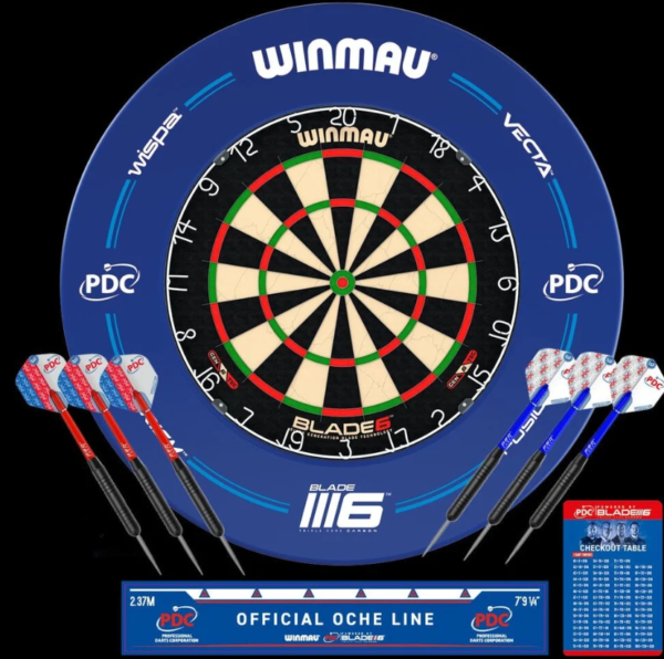 Winmau Blade 6 PDC Surround Set (Blade 6 Dartboard, PDC Surround and 6 Darts)