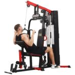 Full Home Gym System Workout Station with 122.5 Lbs Weight Stack, One Station