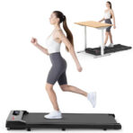 Under Desk Treadmill 1-6KM/H Walking Jogging Machine for Home Office with LED Display Without Handrail - Black