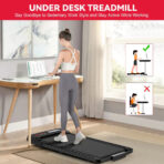 Under Desk Treadmill 1-6KM/H Walking Jogging Machine for Home Office with LED Display Without Handrail - Black