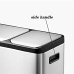 GBEVAUEIO 30L/45L Recycling Bin, Stainless Steel, Foot-operated, Lid. (New)