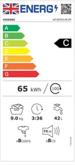 Hisense WFQP9014EVM 9KG Front Load Washer, 1400 RPM, Inverter, White (New)