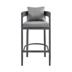 Armen Living Argiope 26" Patio Counter Chair with Gray Cushions (New)