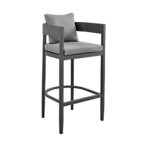 Armen Living Argiope 26" Patio Counter Chair with Gray Cushions (New)