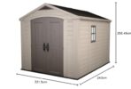 Keter Factor Outdoor Garden Storage Shed, Beige, 8 x 11 ft, 17197917 (New)