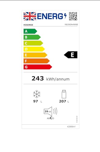 Hisense RB390N4WBE 60cm Fridge Freezer, 304L, No Frost, Water Dispenser (New)