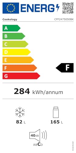 Cookology CFF2475050BK 244L Frost-Free 50/50 Fridge Freezer, Adjustable Temp, Black (New)
