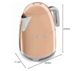 50’s Style Jug Kettle, Soft Opening, 360 Swivel Base, Anti-Slip Feet, 300W, 1.7L, Rose Gold (New)