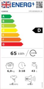 Comfee CFE10EW60/W Washing Machine, 6KG, 90℃ Heat Wash, Ultra Slim, White (New)