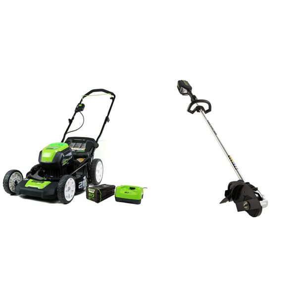 Greenworks Pro 80V 21" Brushless Mower + 80V 8" Edger, 4.0Ah Battery, Rapid Charger. (New)