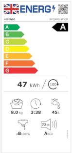 Hisense 8KG Front Load Washing Machine, 1400 RPM, A Rated (New)