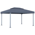 "vidaXL Gazebo with LED Lights - Anthracite Aluminium, Solar Powered" (New)