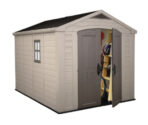 Keter Factor Outdoor Garden Storage Shed, Beige, 8 x 11 ft, 17197917 (New)