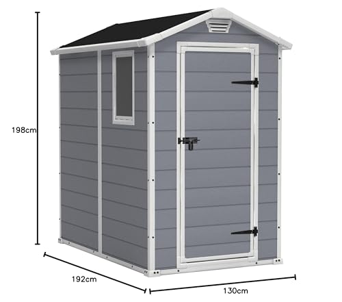 Keter Manor Outdoor Plastic Garden Storage Shed, Grey, 6 x 4 ft (New)