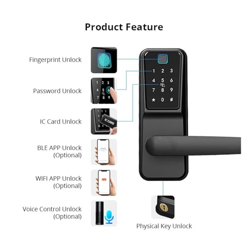 diacyxwf 2028Tuya Fingerprint Smart Door Lock, Waterproof (New)