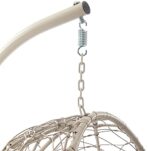 Crosley Cleo Wicker Hanging Egg Chair with Stand, Light Brown, Sand Cushions (New)