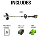 Greenworks 40V 8" Brushless Edger, 4.0Ah Battery and Charger Included (New)