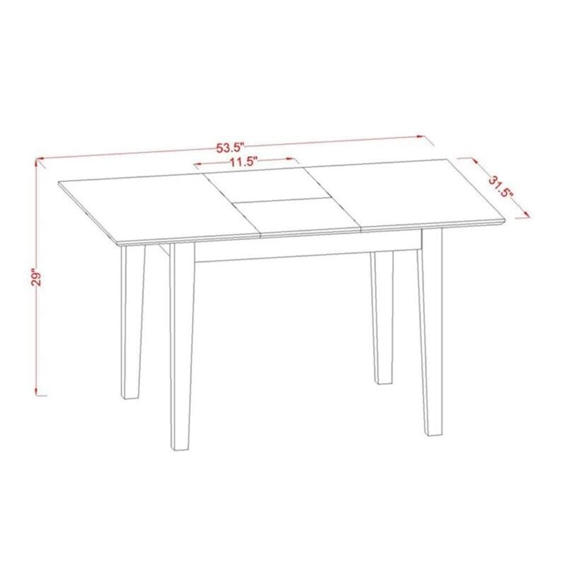 East West Furniture Norfolk 5-Piece Dinette Set: Rectangle Table, 4 Chairs (New)