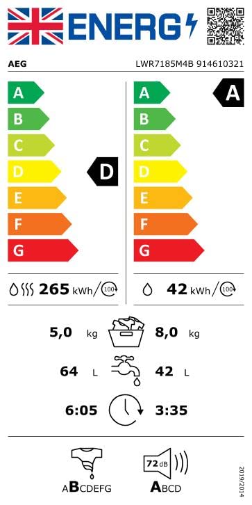 AEG 7000 Series Washer Dryer 8kg Wash/5kg Dry, Energy Class A (New)