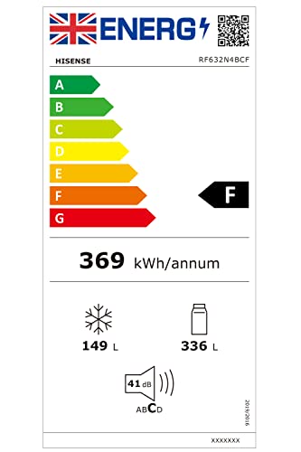 Hisense RF632N4BCE American Door Fridge Freezer, 485L, No Frost, Silver (New)