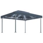 "vidaXL Gazebo with LED Lights - Anthracite Aluminium, Solar Powered" (New)