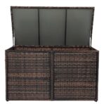 Deck Box Storage Bin Bench Organizer Outdoor Garden Patio Wicker Brown (New)