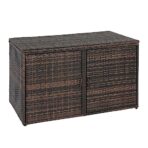 Deck Box Storage Bin Bench Organizer Outdoor Garden Patio Wicker Brown (New)