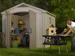 Keter Factor Outdoor Garden Storage Shed, Beige, 8 x 11 ft, 17197917 (New)