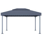 "vidaXL Gazebo with LED Lights - Anthracite Aluminium, Solar Powered" (New)