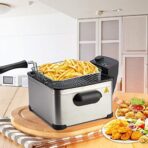 HomeTronix 2000W 5L Litre Stainless Steel Deep Fat Fryer Chip Pan View Window (New)