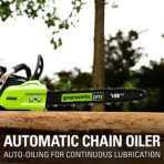 Greenworks 80V 18" Brushless Cordless Chainsaw, 2.0Ah Battery, Rapid Charger. (New)