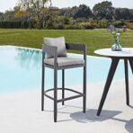 Armen Living Argiope 26" Patio Counter Chair with Gray Cushions (New)