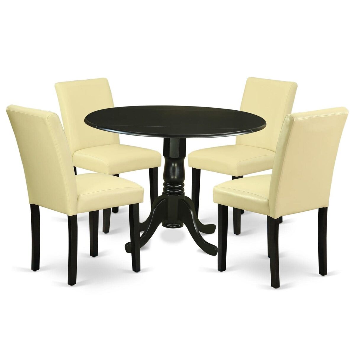 East West Furniture 5-Piece Dining Set: Round Dropleaf Table, 4 Chairs (New)