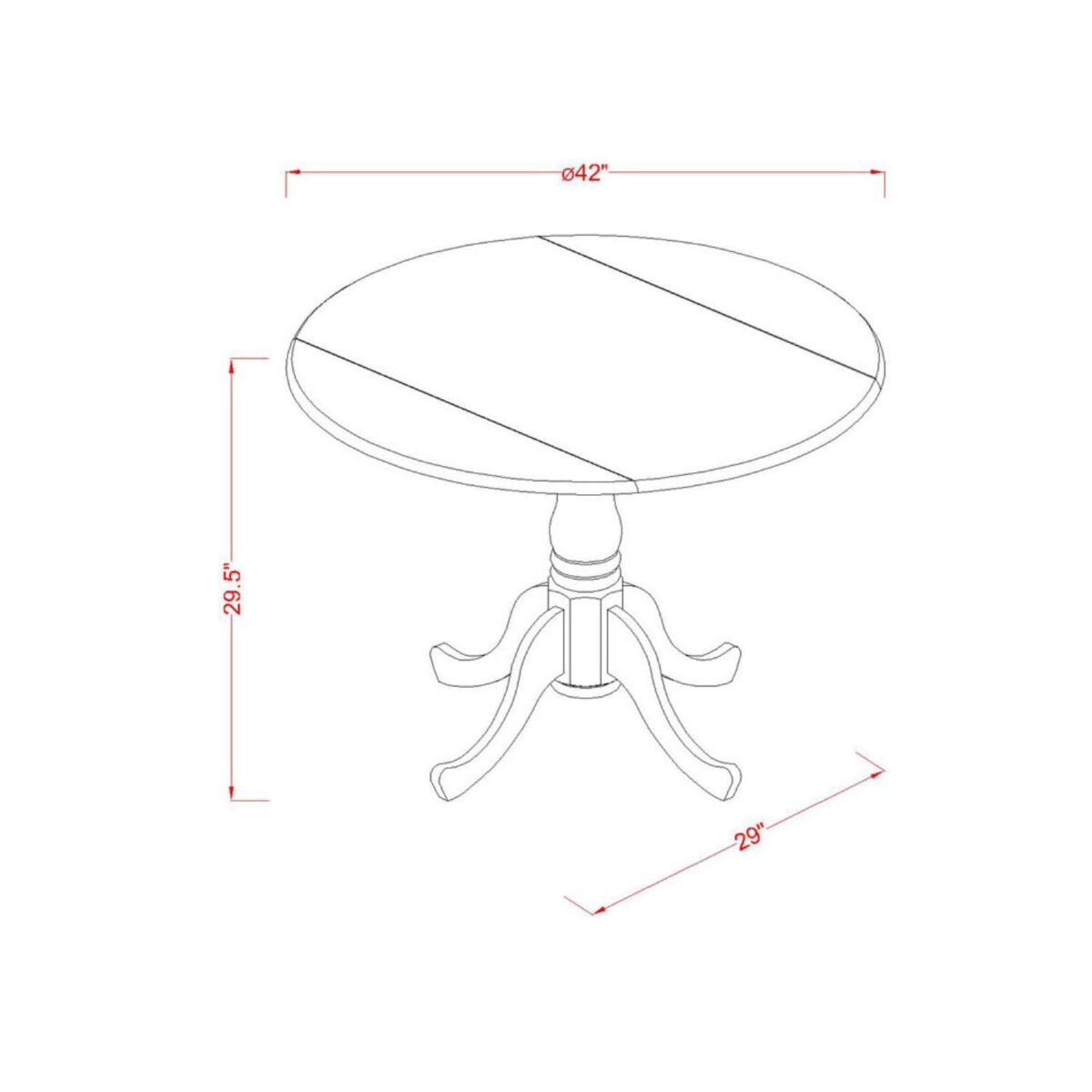 East West Furniture 5-Piece Dining Set: Round Dropleaf Table, 4 Chairs (New)