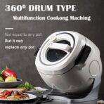 Commercial Food Processor, 3-Speed, 6L Stir-Fry Pan, 360° Rotatable Drum (New)