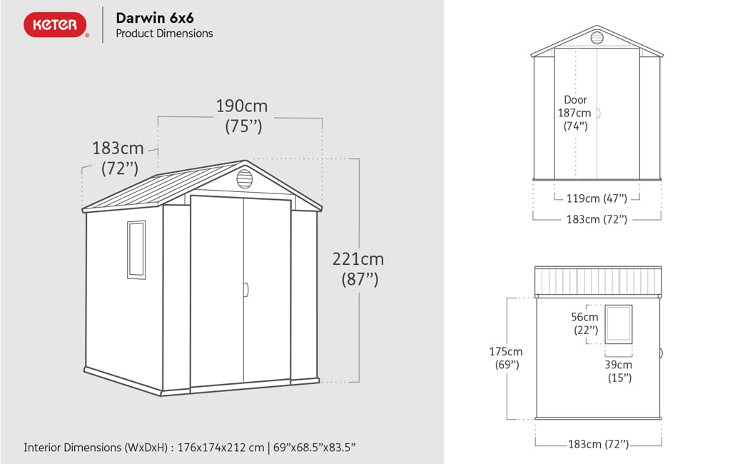 Keter Darwin 6x6 Outdoor Shed: Heavy Duty, Garden Tools, Double Doors. (New)