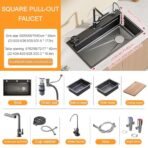 Commercial Kitchen Sink, Single Bowl, Black, with Strainer, Drainboard, Tap (New)