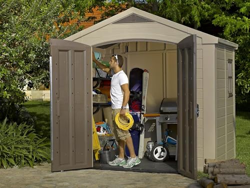 Keter Factor 8 x 6 ft Outdoor Storage Shed, Beige/Brown (New)