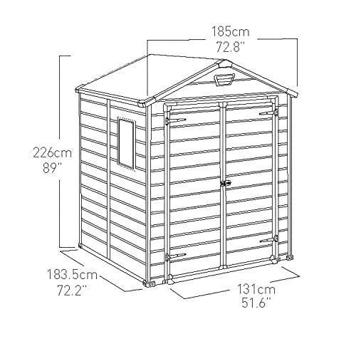 Keter Manor 6x6 Pent Shed: Single Door, Wood Effect, Fade-Free, 15-Year Warranty (New)