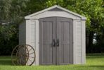 Keter Factor Outdoor Garden Storage Shed, Beige, 8 x 11 ft, 17197917 (New)