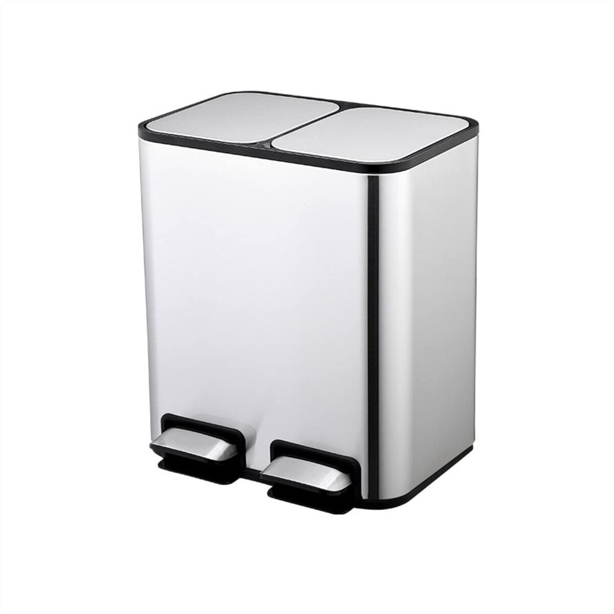 GBEVAUEIO Large-capacity Foot-operated Stainless Steel Trash Can, Double-barrel, with Lid. (New)