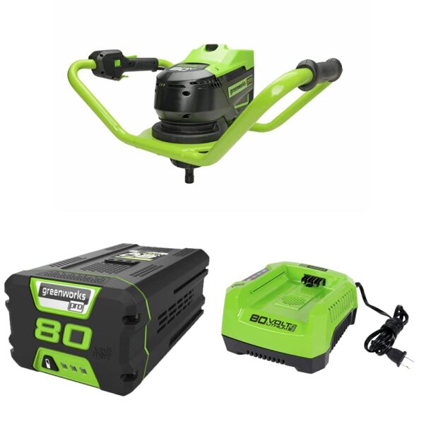 GreenWorks Pro 80V Brushless Earth Auger/Post Hole Digger, Battery, Charger. (New)