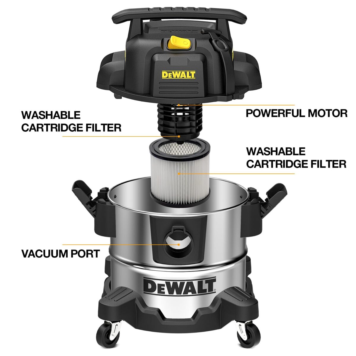 DEWALT 25L Stainless Steel Wet/Dry Vacuum w/ Blowing Function (New)