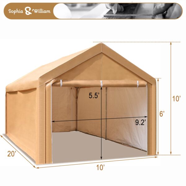 Carport Canopy 10x20 ft, Heavy Duty, Portable Garage, Removable Sidewalls (New)