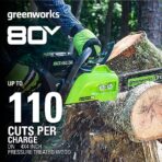 Greenworks 80V 18" Brushless Cordless Chainsaw, 2.0Ah Battery, Rapid Charger. (New)