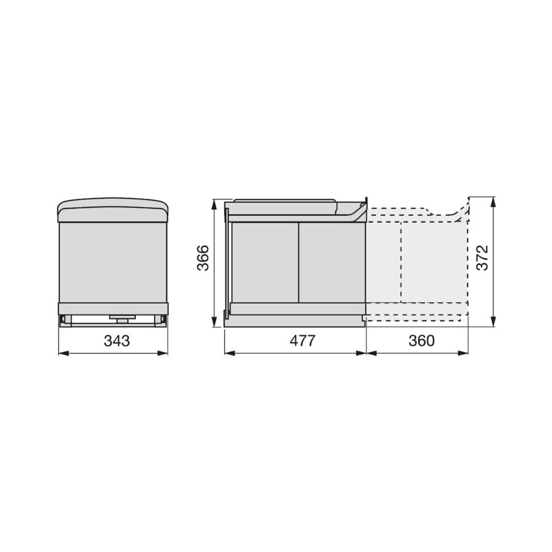 Emuca 2x16L Recycling Bins for Kitchen: Automatic, Stainless Steel Finish (New)